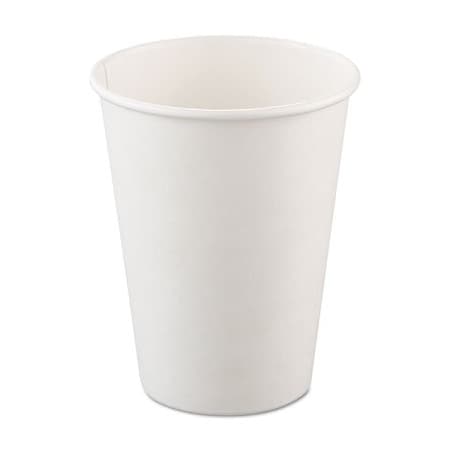 SINGLE-Sided Poly Paper Hot Cups, 12oz, White, 20PK